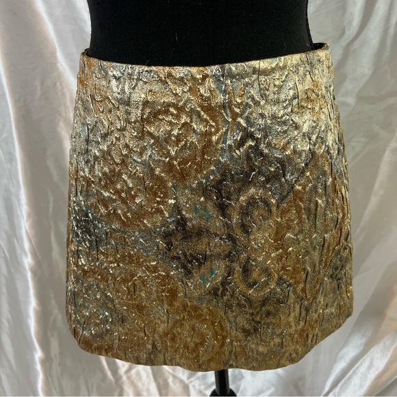 Zara Dresses & Skirts - Zara Trafuluc Collection Gold Watercolor Mini Skirt Small